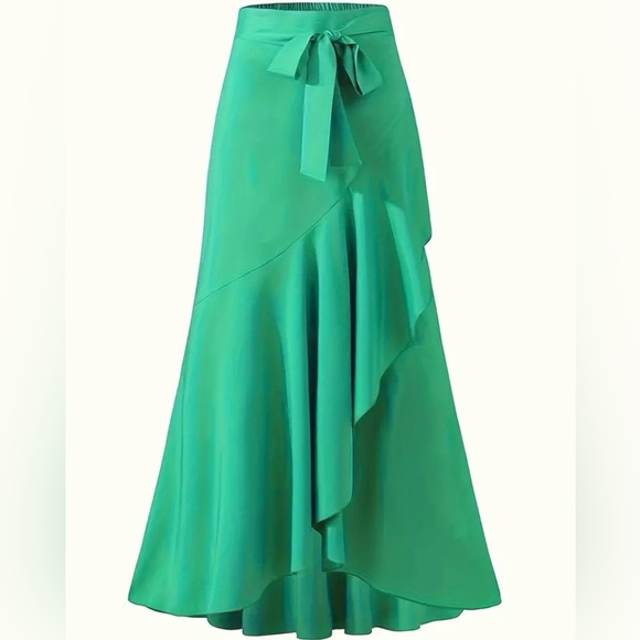 NEW| Mermaid Belted Trim Ruffled Panel Hem Skirt - Picture 7 of 11